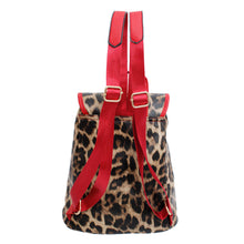 Cargar imagen en el visor de la galería, Backpack Leopard and Red Flap Bag Set for Women
