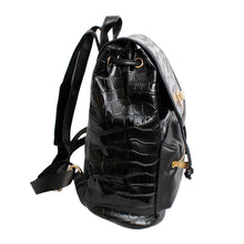 Cargar imagen en el visor de la galería, Backpack Black Croc Flap Bag Set for Women
