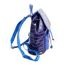 Cargar imagen en el visor de la galería, Backpack Blue Croc Flap Bag Set for Women
