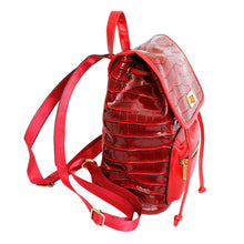 Cargar imagen en el visor de la galería, Backpack Red Croc Flap Bag Set for Women
