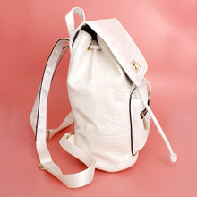 Cargar imagen en el visor de la galería, Backpack White Croc Flap Bag Set for Women
