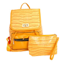 Cargar imagen en el visor de la galería, Backpack Yellow Croc Flap Bag Set for Women
