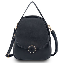 Cargar imagen en el visor de la galería, Backpack Black Rounded Small Handbag for Women
