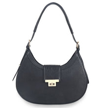 Cargar imagen en el visor de la galería, Shoulder Handbag Black Flap Rounded Bag for Women
