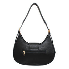 Cargar imagen en el visor de la galería, Shoulder Handbag Black Flap Rounded Bag for Women
