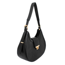 Cargar imagen en el visor de la galería, Shoulder Handbag Black Flap Rounded Bag for Women
