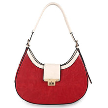 Cargar imagen en el visor de la galería, Shoulder Handbag Red Flap Rounded Bag for Women
