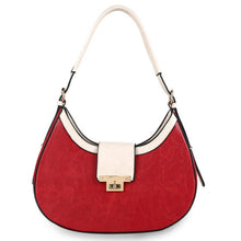 Cargar imagen en el visor de la galería, Shoulder Handbag Red Flap Rounded Bag for Women

