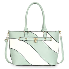 Cargar imagen en el visor de la galería, Tote Light Green and White Stripe Handbag Women
