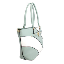 Cargar imagen en el visor de la galería, Tote Light Green and White Stripe Handbag Women
