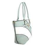 Tote Light Green and White Stripe Handbag Women