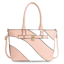 Cargar imagen en el visor de la galería, Tote Pink and White Stripe Handbag for Women
