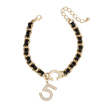 Cargar imagen en el visor de la galería, Anklet Black Woven Gold Chain No 5 for Women
