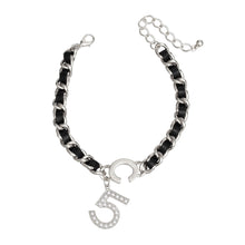 Cargar imagen en el visor de la galería, Anklet Black Woven Silver Chain No 5 for Women
