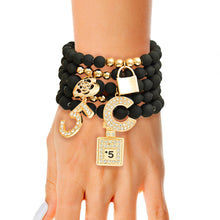 Cargar imagen en el visor de la galería, Matte Black Boutique &amp; No.5 Charm Bracelets
