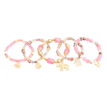 Cargar imagen en el visor de la galería, Pink Bead Elephant Charm Bracelets
