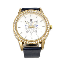 Cargar imagen en el visor de la galería, SGRHO Blue Leather Gold Sun Cut Dial Watch Women

