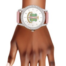 Load image into Gallery viewer, AKA Pink Leather Silver Sun Cut Dial Watch Women
