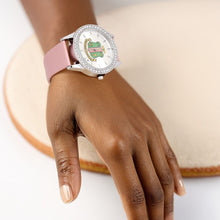 Load image into Gallery viewer, AKA Pink Leather Silver Sun Cut Dial Watch Women
