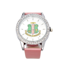 Load image into Gallery viewer, AKA Pink Leather Silver Sun Cut Dial Watch Women
