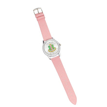 Load image into Gallery viewer, AKA Pink Leather Silver Sun Cut Dial Watch Women
