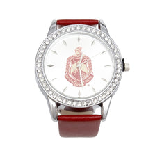 Cargar imagen en el visor de la galería, DST Red Leather Silver Sun Cut Dial Watch Women
