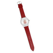 Cargar imagen en el visor de la galería, DST Red Leather Silver Sun Cut Dial Watch Women
