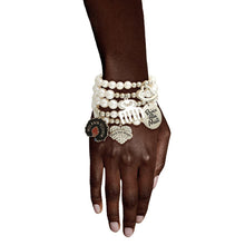 Cargar imagen en el visor de la galería, White Pearl Black Girl Magic Charm Bracelets
