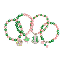 Load image into Gallery viewer, AKA Sorority Pink Green Pearl Bracelets
