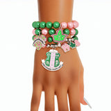 AKA Sorority Pink Green Pearl Bracelets