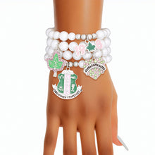 Load image into Gallery viewer, AKA Sorority Charm White Pearl Bracelets
