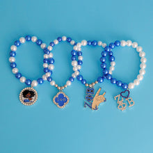 Load image into Gallery viewer, Blue White Pearl ΖΦΒ Bracelet
