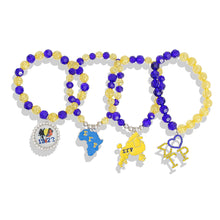 Load image into Gallery viewer, Blue Gold Bead Silver Sorority Set

