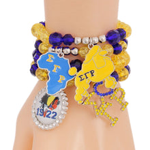 Load image into Gallery viewer, Blue Gold Bead Silver Sorority Set
