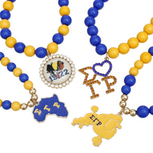 Load image into Gallery viewer, SGRHO Sorority Blue Gold Ball Bead Charm Bracelets
