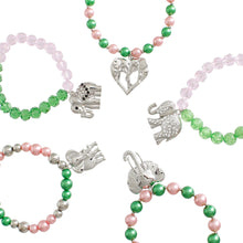 Load image into Gallery viewer, AKA Mixed Pink Green Elephant Bracelets
