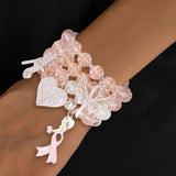 Breast Cancer Light Pink Glass Bead Angel 4 Pc Bracelets