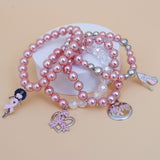 Breast Cancer Light Pink Pearl Hope 4 Pc Bracelets