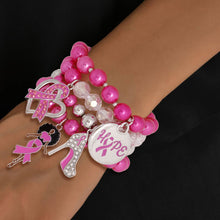 Cargar imagen en el visor de la galería, Breast Cancer Pink Pearl Hope 4 Pc Bracelets
