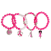 Cargar imagen en el visor de la galería, Breast Cancer Pink Pearl Hope 4 Pc Bracelets
