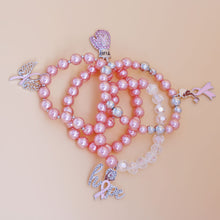 Cargar imagen en el visor de la galería, Breast Cancer Light Pink Pearl Fight 4 Pc Bracelets
