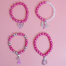 Cargar imagen en el visor de la galería, Breast Cancer Pink Pearl Fight 4 Pc Bracelets
