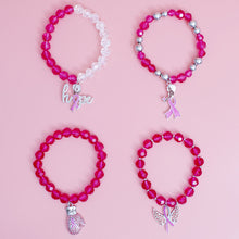 Cargar imagen en el visor de la galería, Breast Cancer Pink Glass Bead Fight 4 Pc Bracelets
