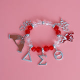 Red Clear Glass Bead Delta Soror Bracelet