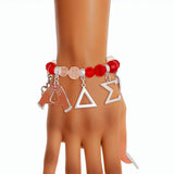 Red Clear Glass Bead Delta Soror Bracelet