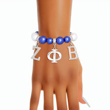Cargar imagen en el visor de la galería, Blue White Pearl Zeta Bracelet
