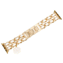 Cargar imagen en el visor de la galería, Watch Band White Woven Gold Chain Camellia Charm
