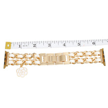 Cargar imagen en el visor de la galería, Watch Band White Woven Gold Chain Camellia Charm

