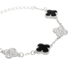 Cargar imagen en el visor de la galería, Bracelet Silver Black Clover Station Charm Women
