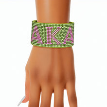 Cargar imagen en el visor de la galería, AKA Sorority Green Rhinestone Magnetic Bracelet
